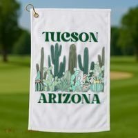 Green Tucson Arizona Cactus Great Gift Golf Towel thumb 1