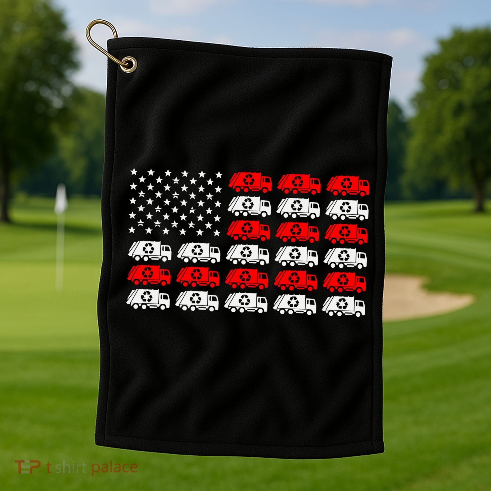 Garbage Trump American Flag Vote Trump Golf Towel