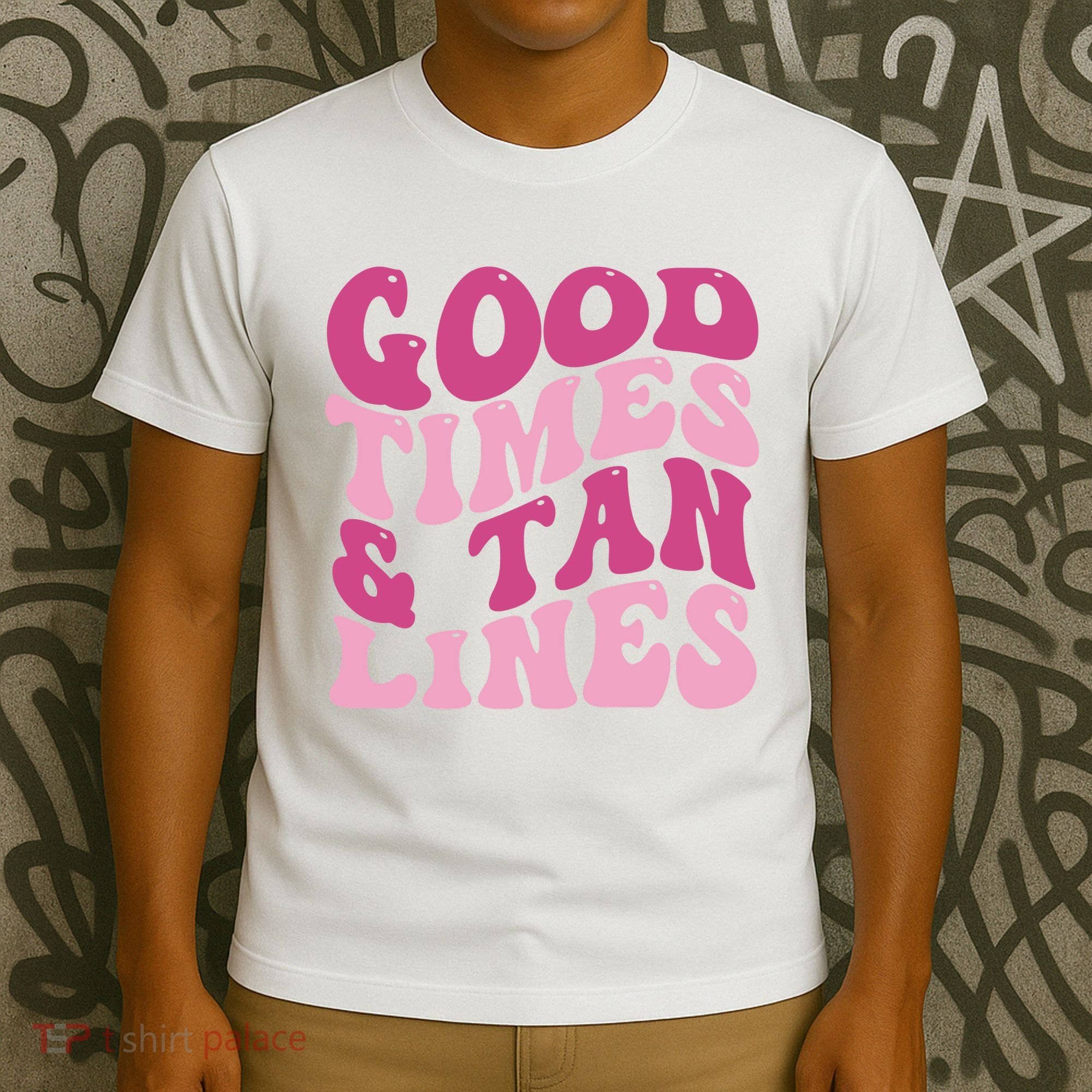 Good Times And Tan Lines Summer Groovy T-Shirt