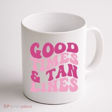 Good Times And Tan Lines Summer Groovy Coffee Mug back