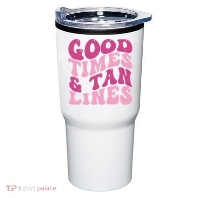 Good Times And Tan Lines Summer Groovy Tumbler