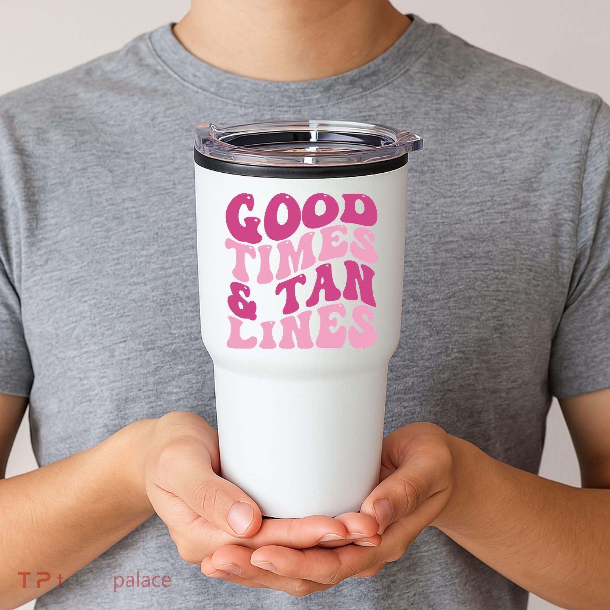 Good Times And Tan Lines Summer Groovy Tumbler