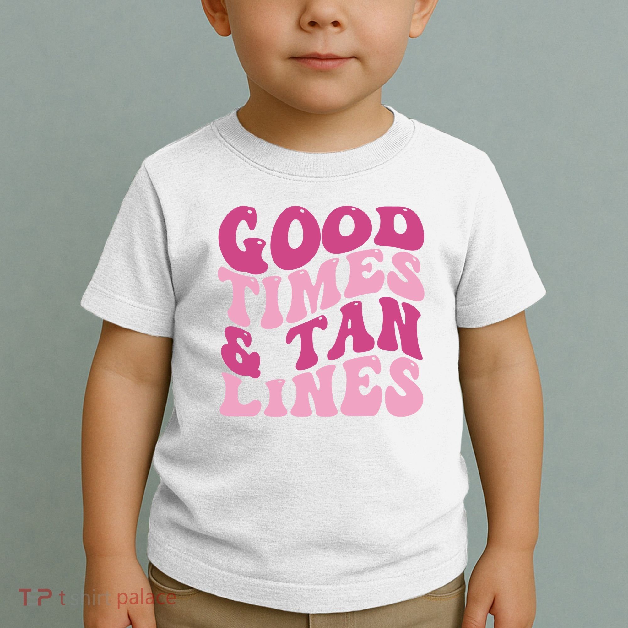 Good Times And Tan Lines Summer Groovy Toddler T-Shirt