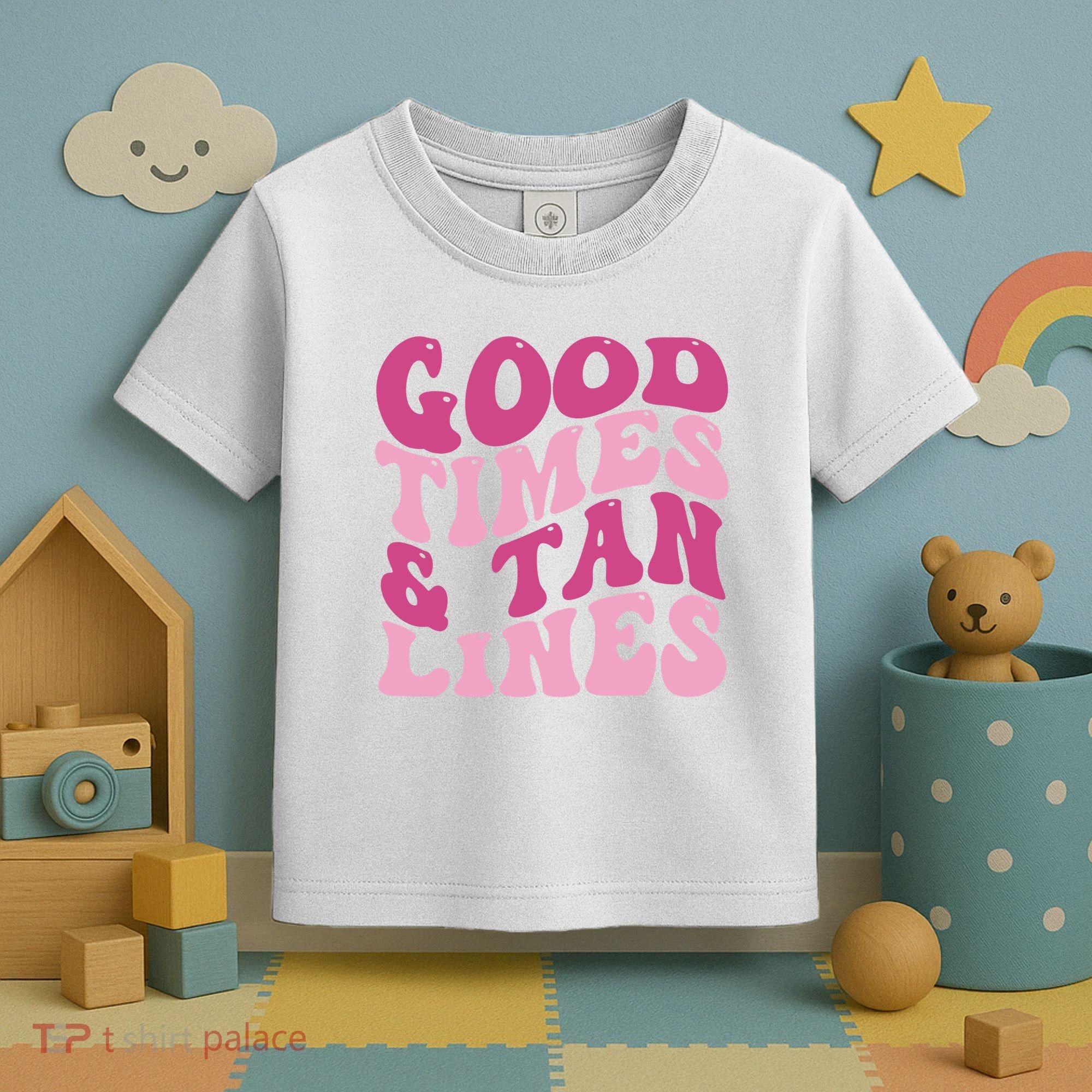 Good Times And Tan Lines Summer Groovy Toddler T-Shirt
