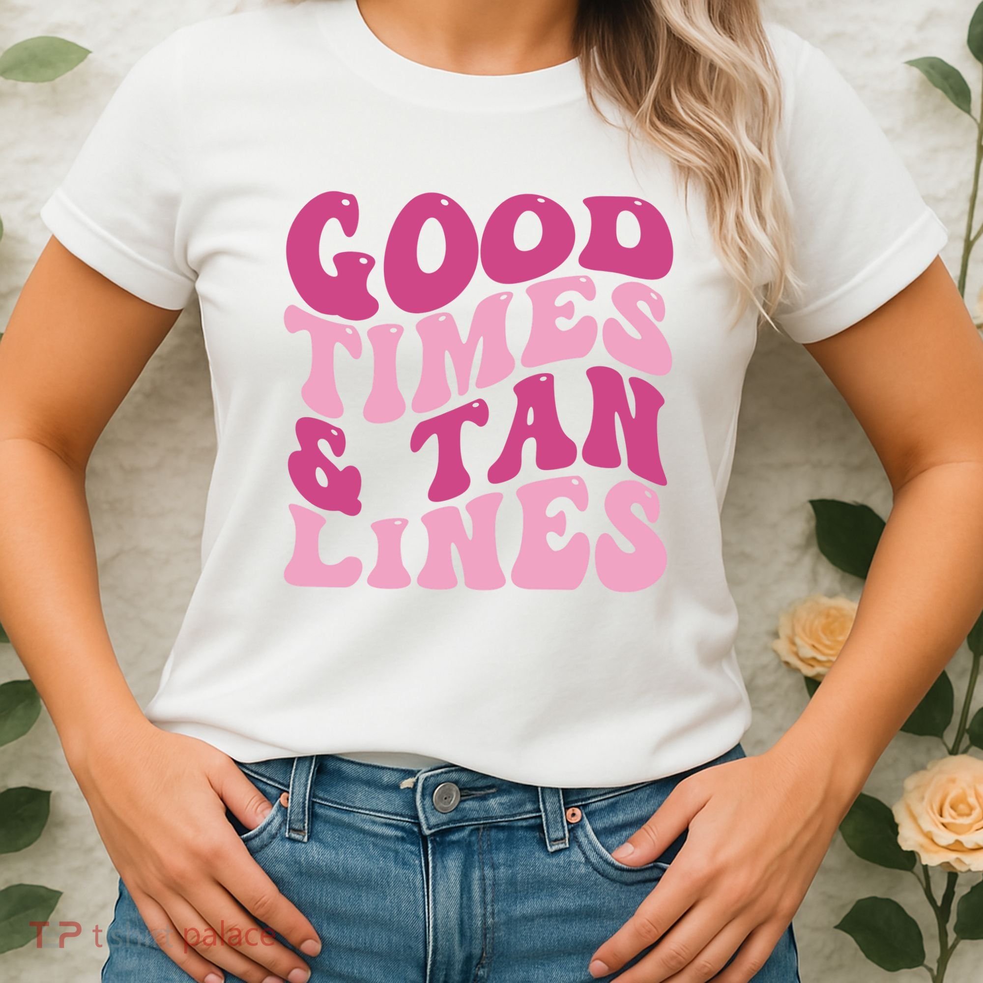 Good Times And Tan Lines Summer Groovy Women's T-Shirt
