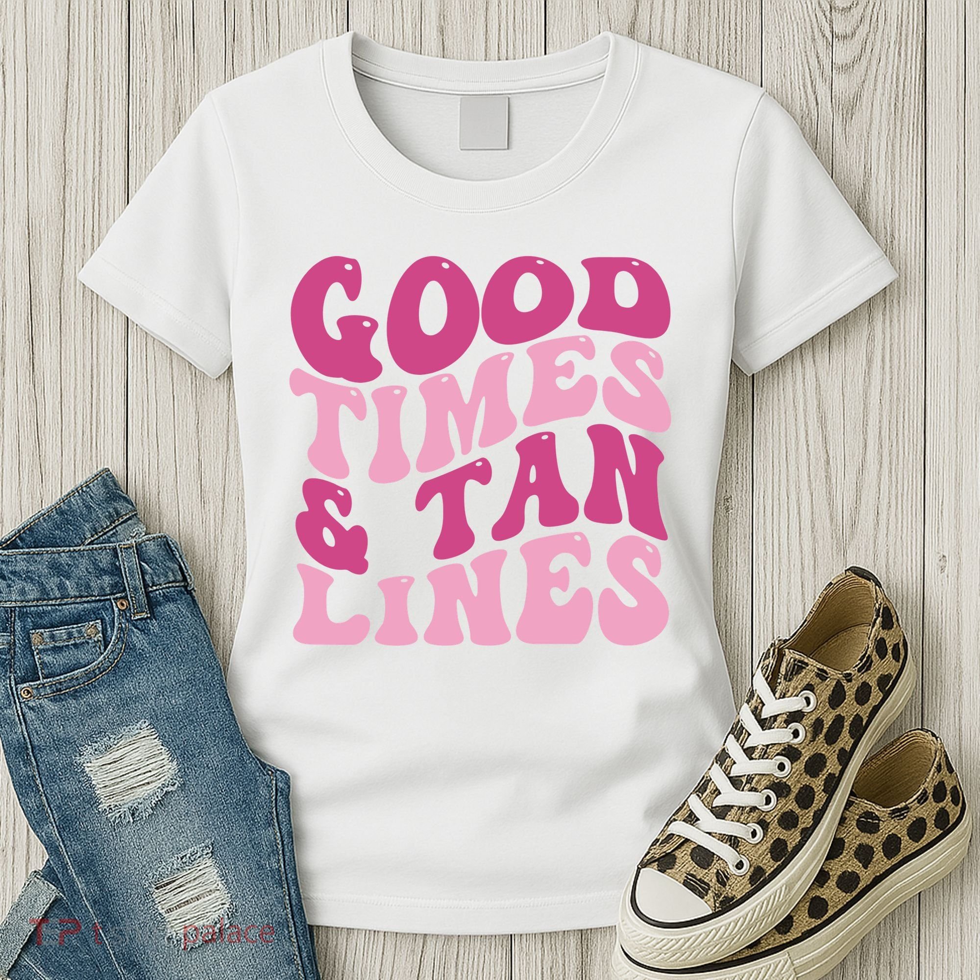 Good Times And Tan Lines Summer Groovy Women's T-Shirt
