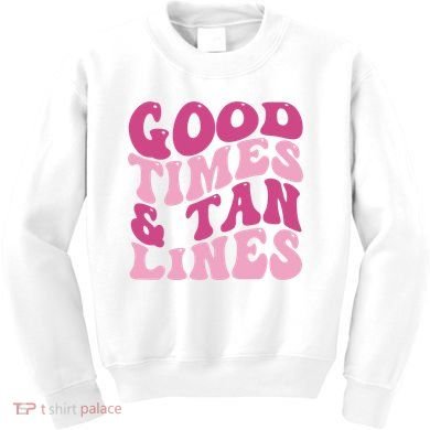 Good Times And Tan Lines Summer Groovy Kids Sweatshirt