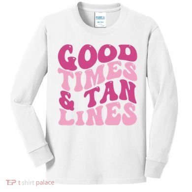 Good Times And Tan Lines Summer Groovy Kids Long Sleeve Shirt