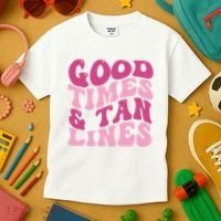 Good Times And Tan Lines Summer Groovy Kids T-Shirt thumb 3