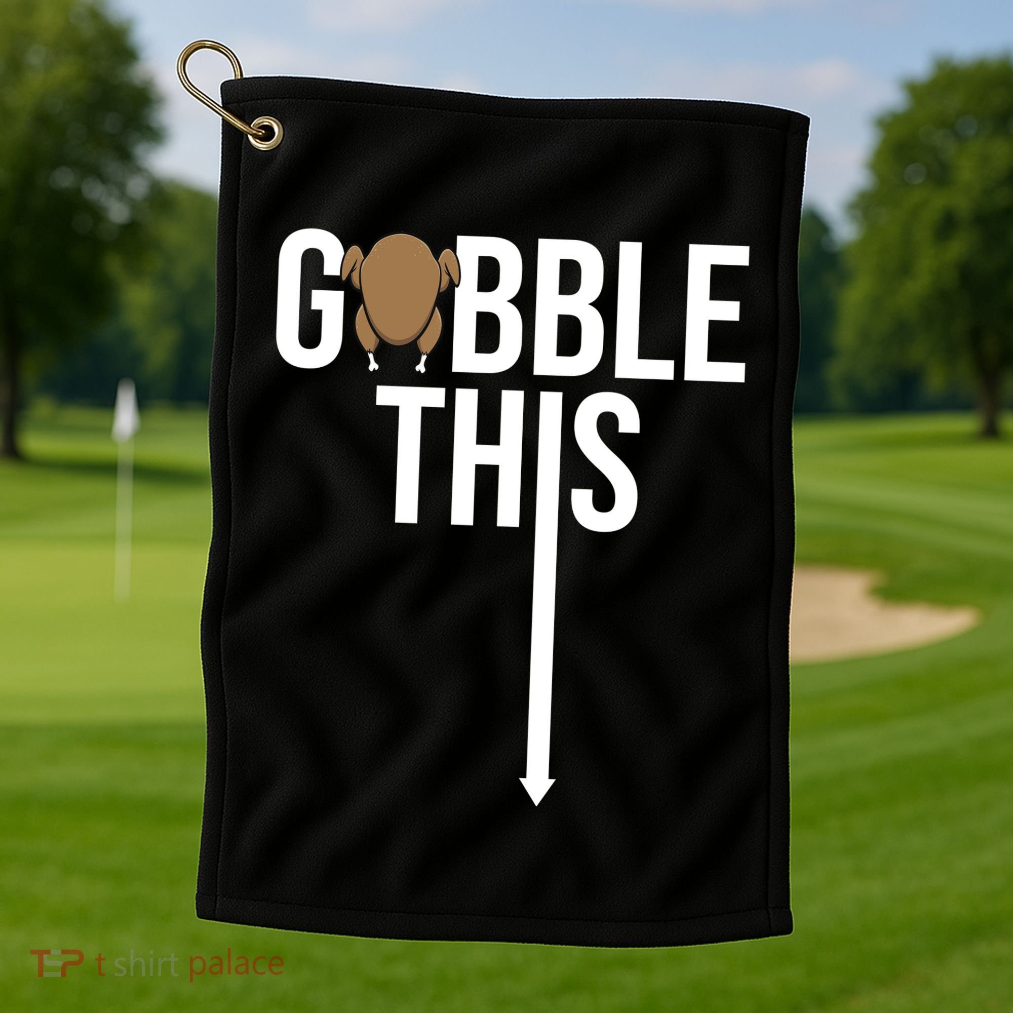 Gobble This Arrow Funny Thanksgiving Holiday Golf Towel