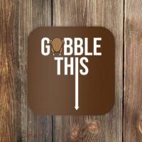 Gobble This Arrow Funny Thanksgiving Holiday Coaster thumb 0