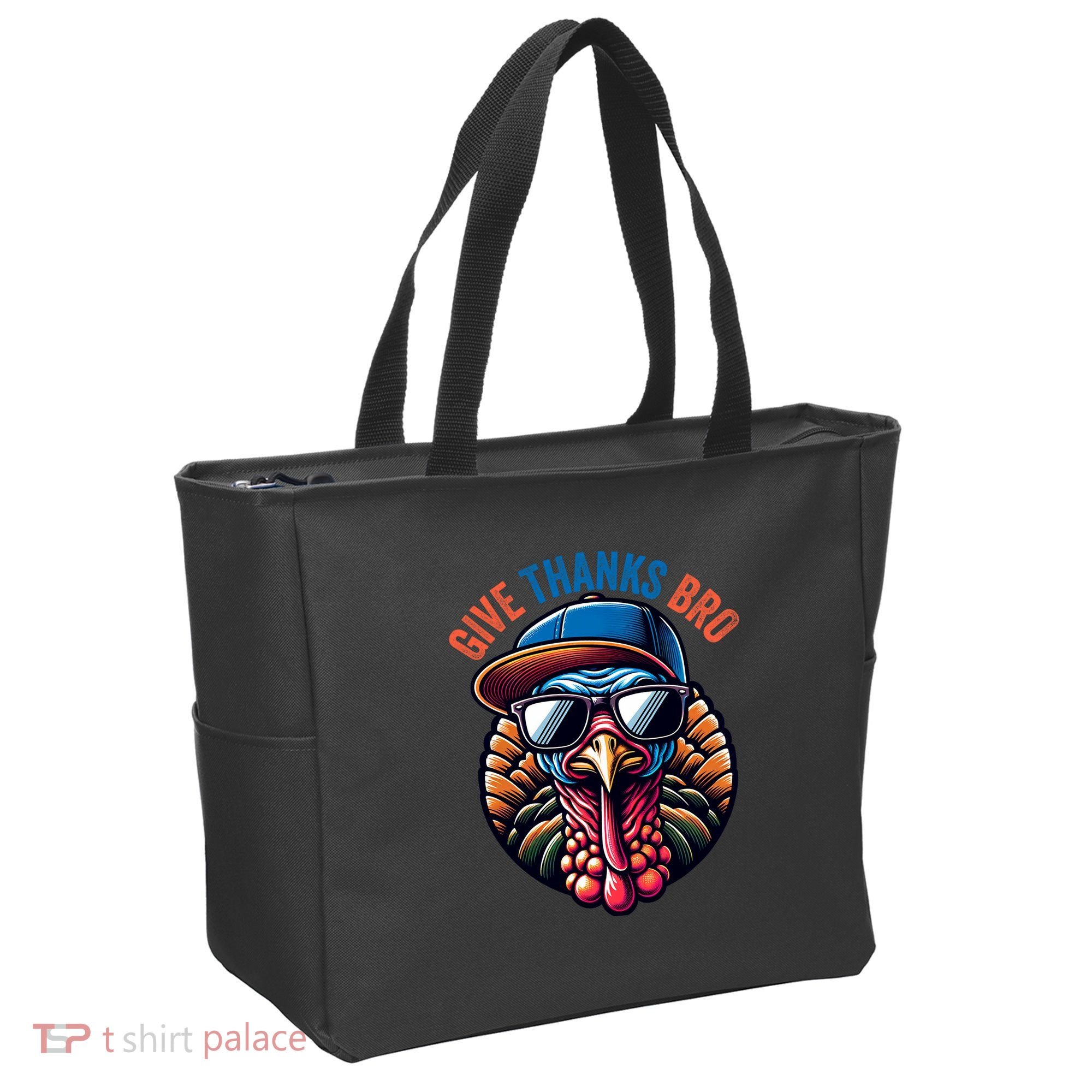Give Thanks Bro Turkey Thankful Thanksgiving Tote Bag