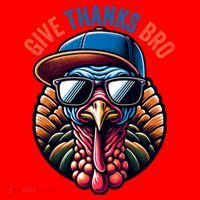 Give Thanks Bro Turkey Thankful Thanksgiving Santa Hat thumb 1
