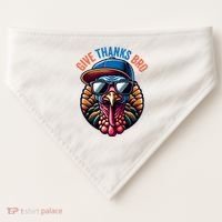 Give Thanks Bro Turkey Thankful Thanksgiving USA-Made Doggie Bandana thumb 0