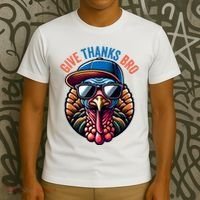 Give Thanks Bro Turkey Thankful Thanksgiving T-Shirt thumb 3