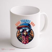 Give Thanks Bro Turkey Thankful Thanksgiving Coffee Mug thumb 1