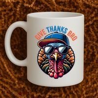 Give Thanks Bro Turkey Thankful Thanksgiving Coffee Mug thumb 2