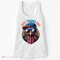 Give Thanks Bro Turkey Thankful Thanksgiving Women's Tank Top thumb 0