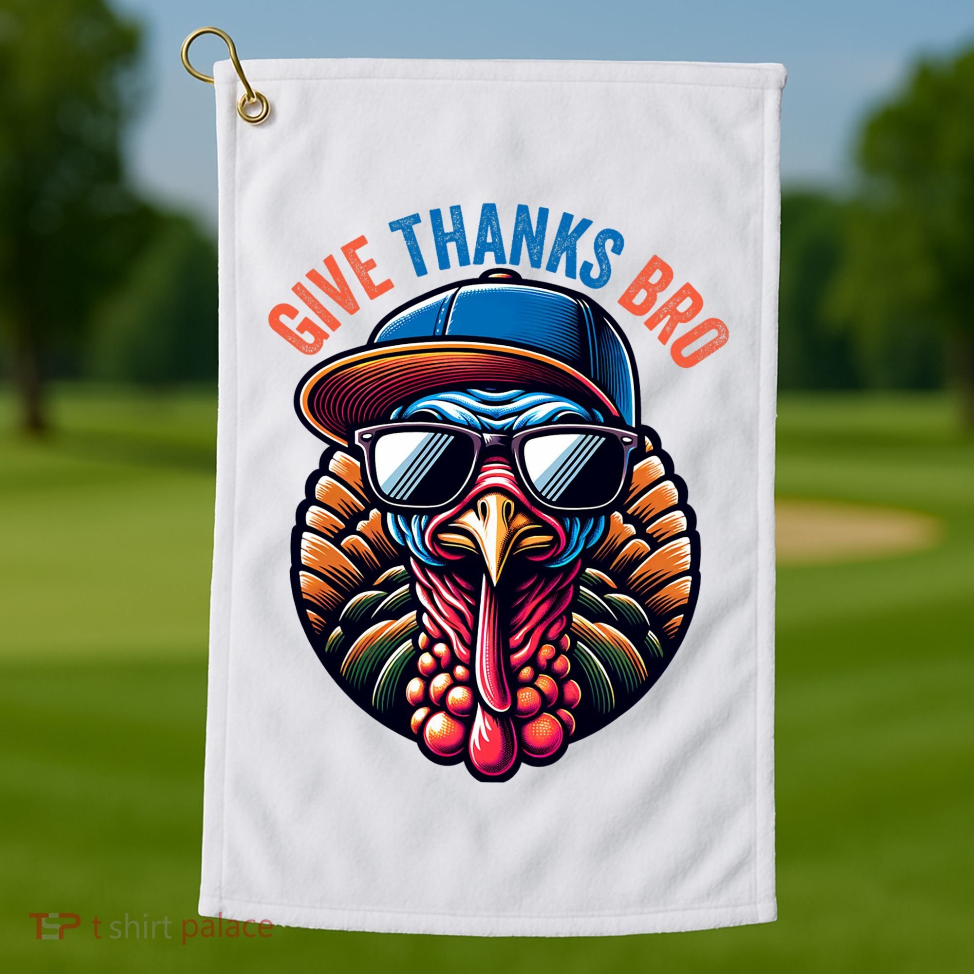 Give Thanks Bro Turkey Thankful Thanksgiving Golf Towel