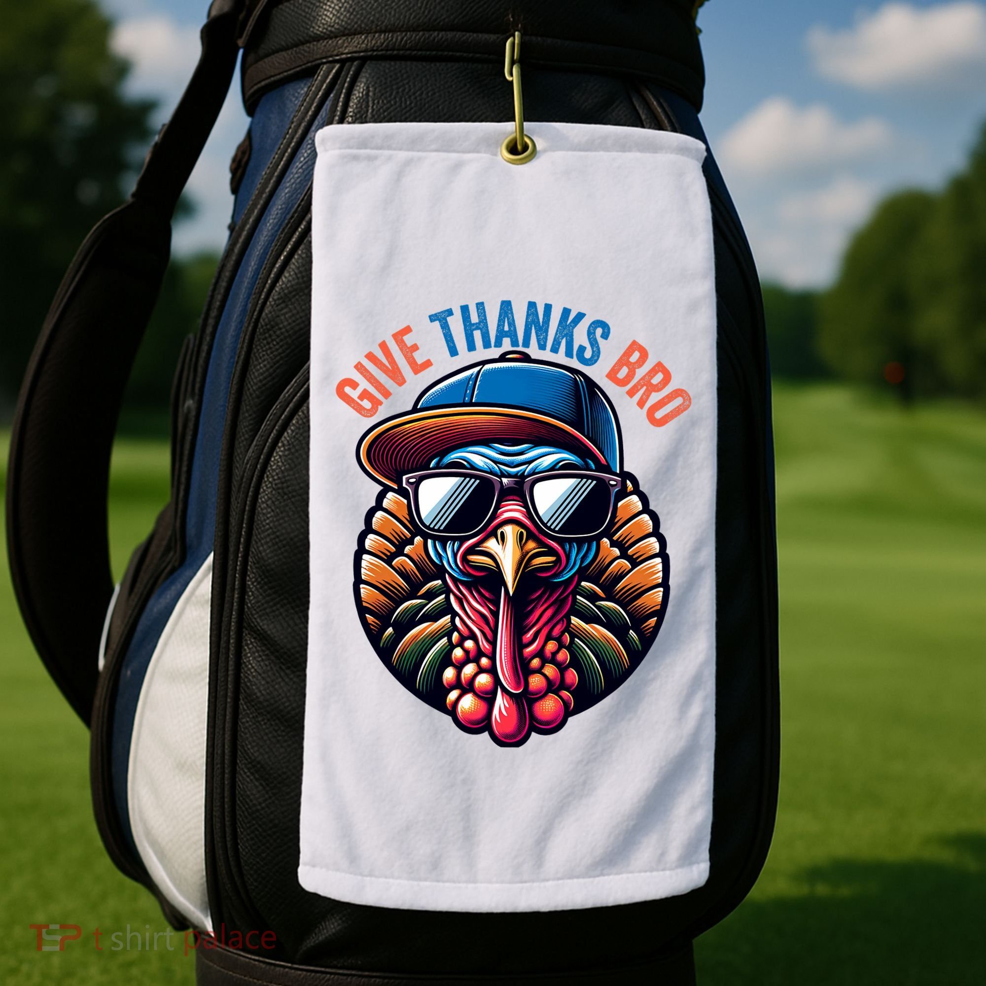 Give Thanks Bro Turkey Thankful Thanksgiving Golf Towel
