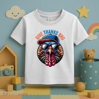 Give Thanks Bro Turkey Thankful Thanksgiving Toddler T-Shirt thumb 3
