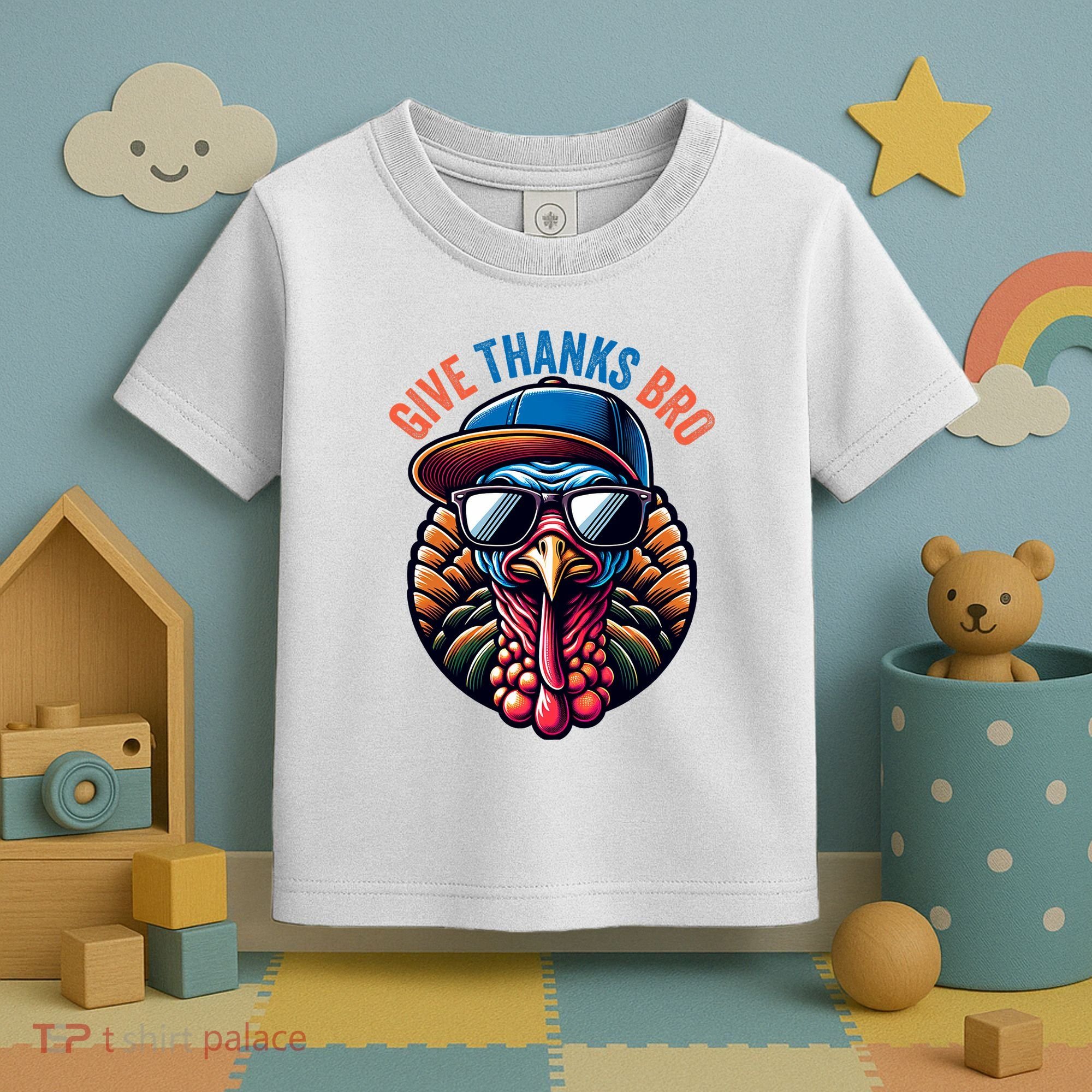 Give Thanks Bro Turkey Thankful Thanksgiving Toddler T-Shirt