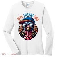Give Thanks Bro Turkey Thankful Thanksgiving Women's Long Sleeve Shirt thumb 0