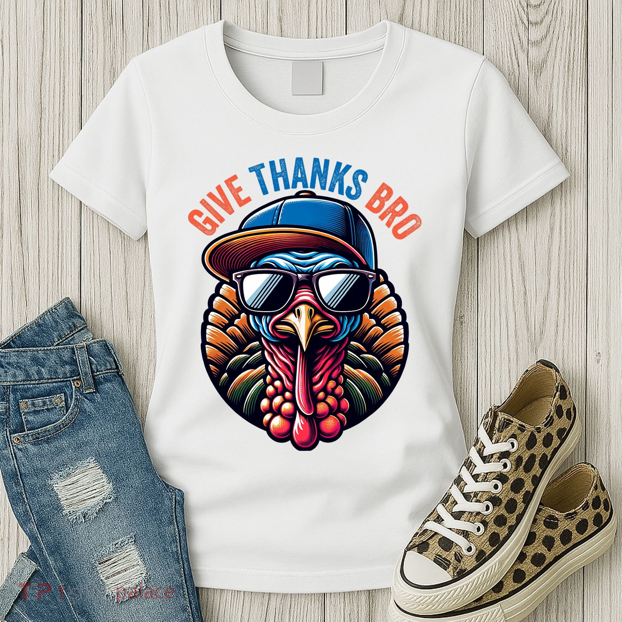 Give Thanks Bro Turkey Thankful Thanksgiving Women's T-Shirt