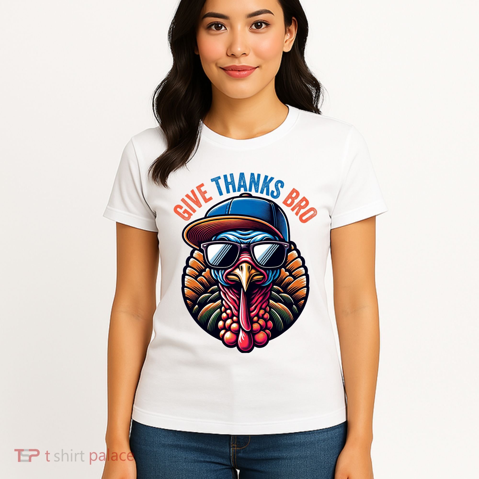 Give Thanks Bro Turkey Thankful Thanksgiving Women's T-Shirt