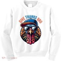 Give Thanks Bro Turkey Thankful Thanksgiving Kids Sweatshirt thumb 0
