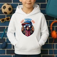 Give Thanks Bro Turkey Thankful Thanksgiving Kids Hoodie thumb 2
