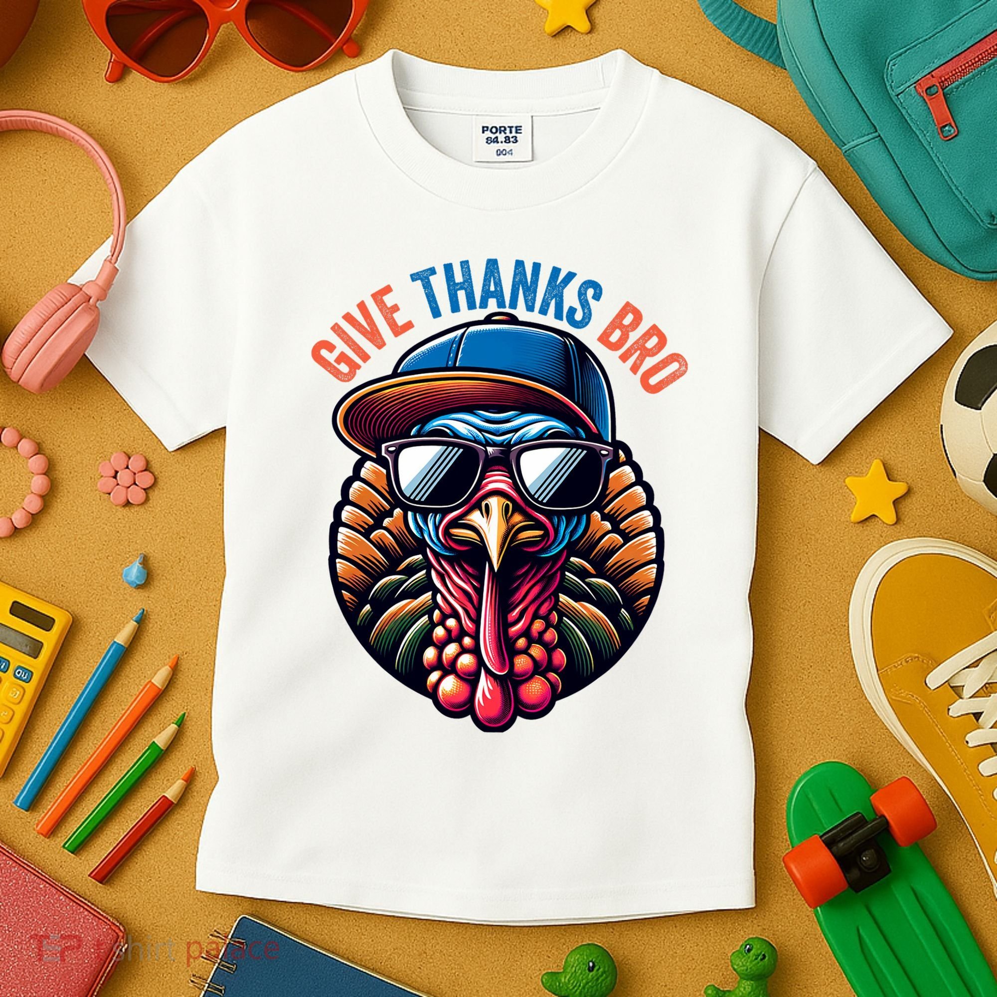 Give Thanks Bro Turkey Thankful Thanksgiving Kids T-Shirt