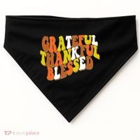 Grateful Thankful Blessed Retro Thanksgiving USA-Made Doggie Bandana thumb 0