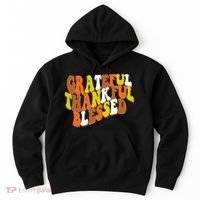 Grateful Thankful Blessed Retro Thanksgiving Hoodie thumb 0