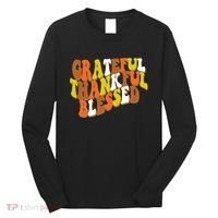 Grateful Thankful Blessed Retro Thanksgiving Long Sleeve Shirt thumb 0
