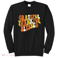 Grateful Thankful Blessed Retro Thanksgiving Sweatshirt thumb 0