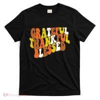 Grateful Thankful Blessed Retro Thanksgiving T-Shirt thumb 0