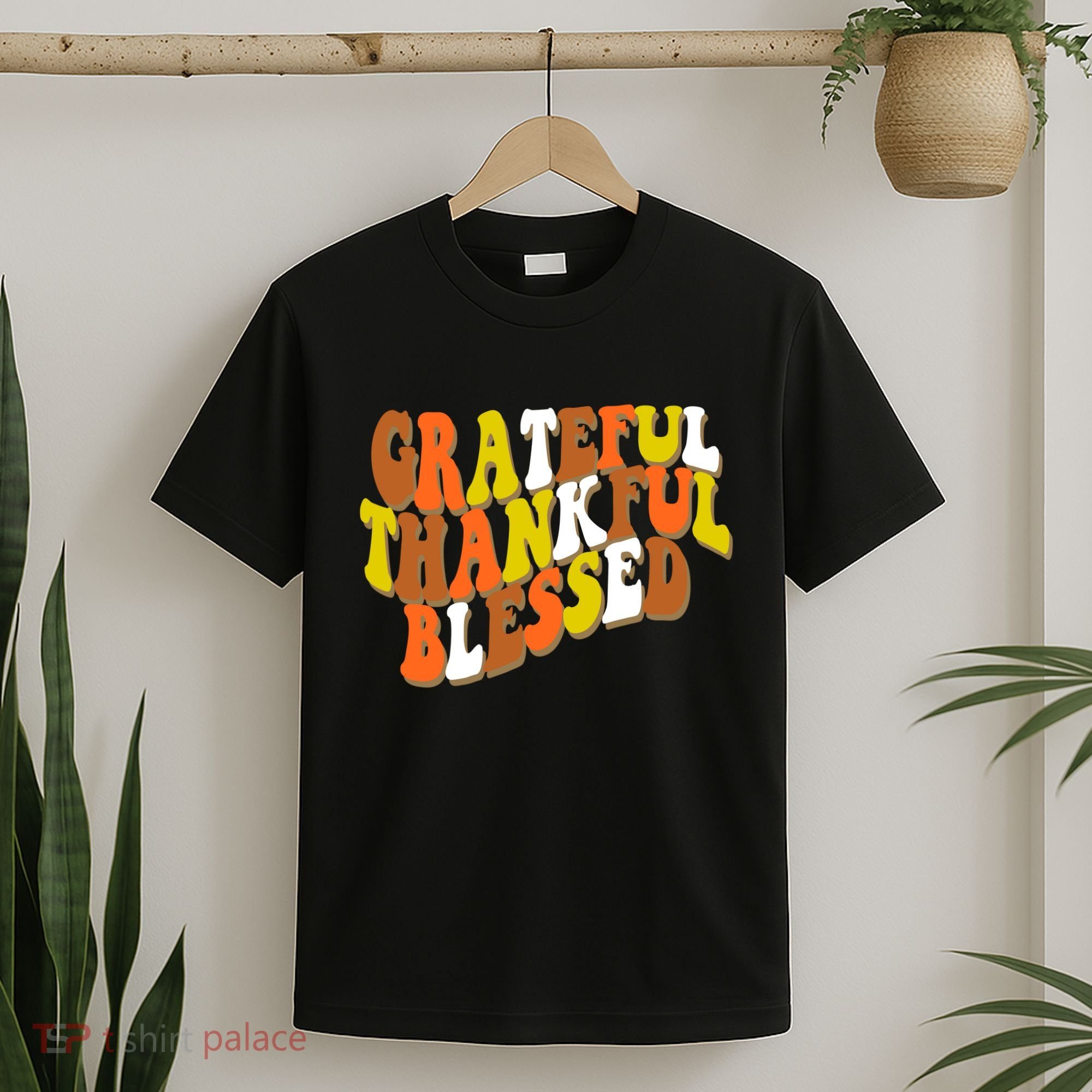 Grateful Thankful Blessed Retro Thanksgiving T-Shirt