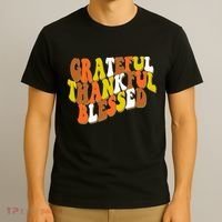 Grateful Thankful Blessed Retro Thanksgiving T-Shirt thumb 3