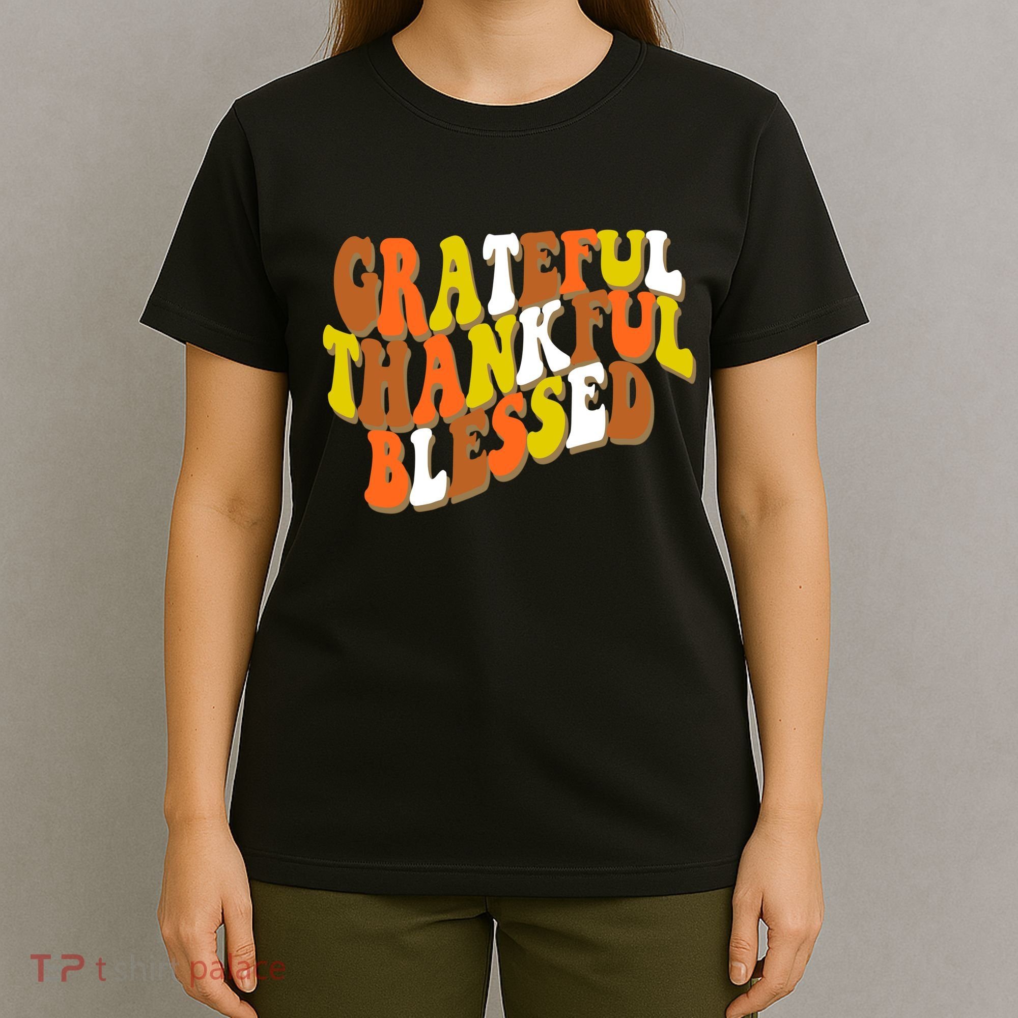 Grateful Thankful Blessed Retro Thanksgiving T-Shirt