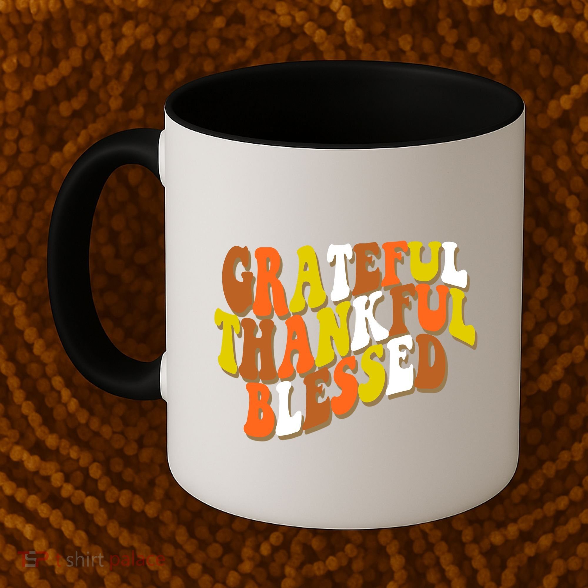 Grateful Thankful Blessed Retro Thanksgiving Coffee Mug