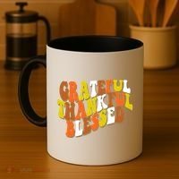 Grateful Thankful Blessed Retro Thanksgiving Coffee Mug thumb 4