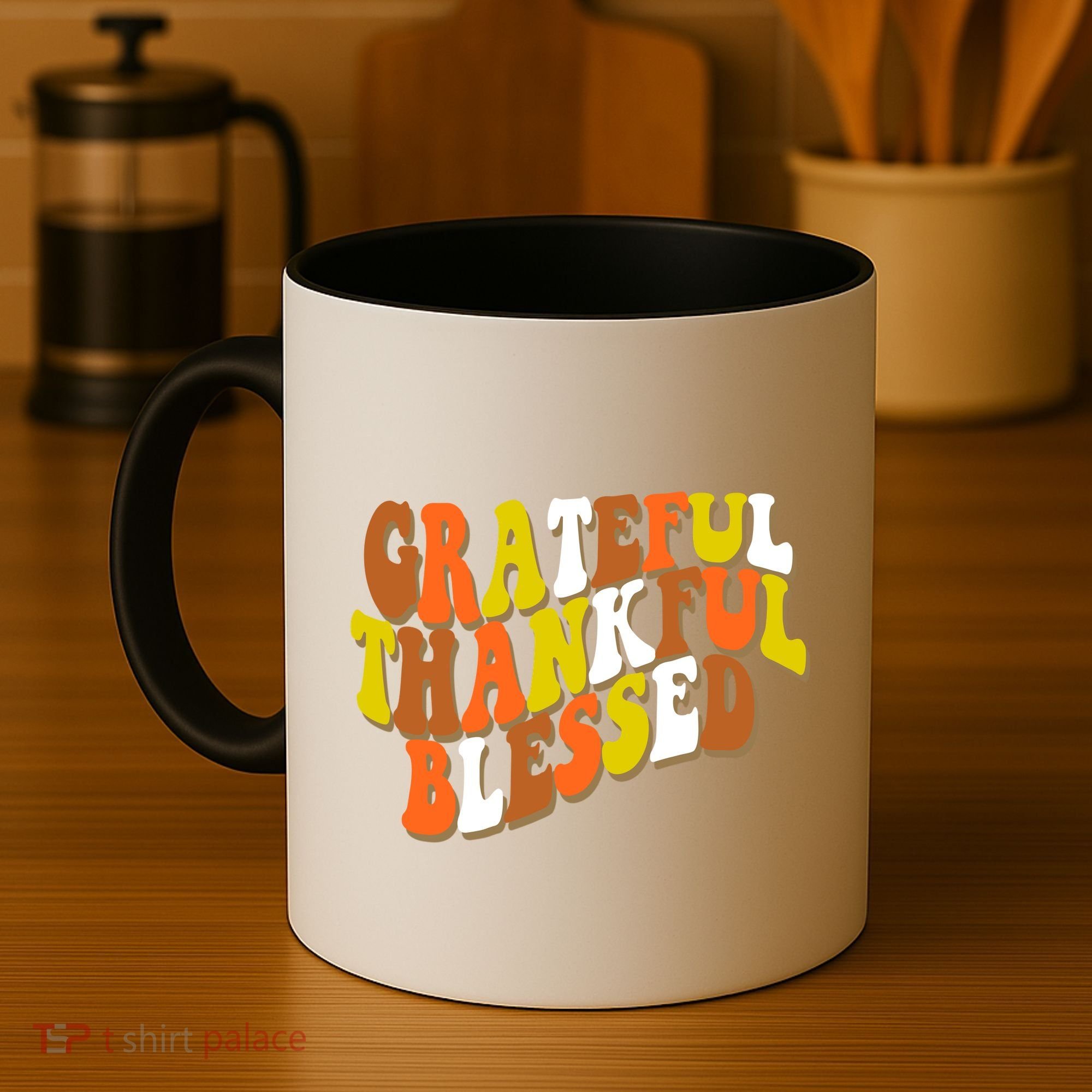 Grateful Thankful Blessed Retro Thanksgiving Coffee Mug
