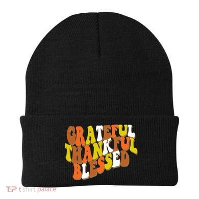 Grateful Thankful Blessed Retro Thanksgiving Beanie