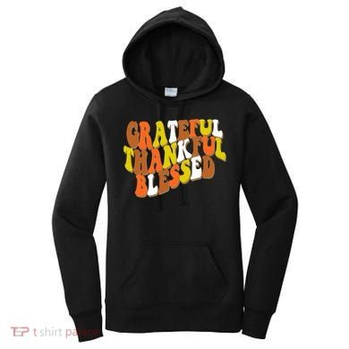 Grateful Thankful Blessed Retro Thanksgiving Women's Hoodie