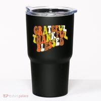 Grateful Thankful Blessed Retro Thanksgiving Tumbler thumb 0