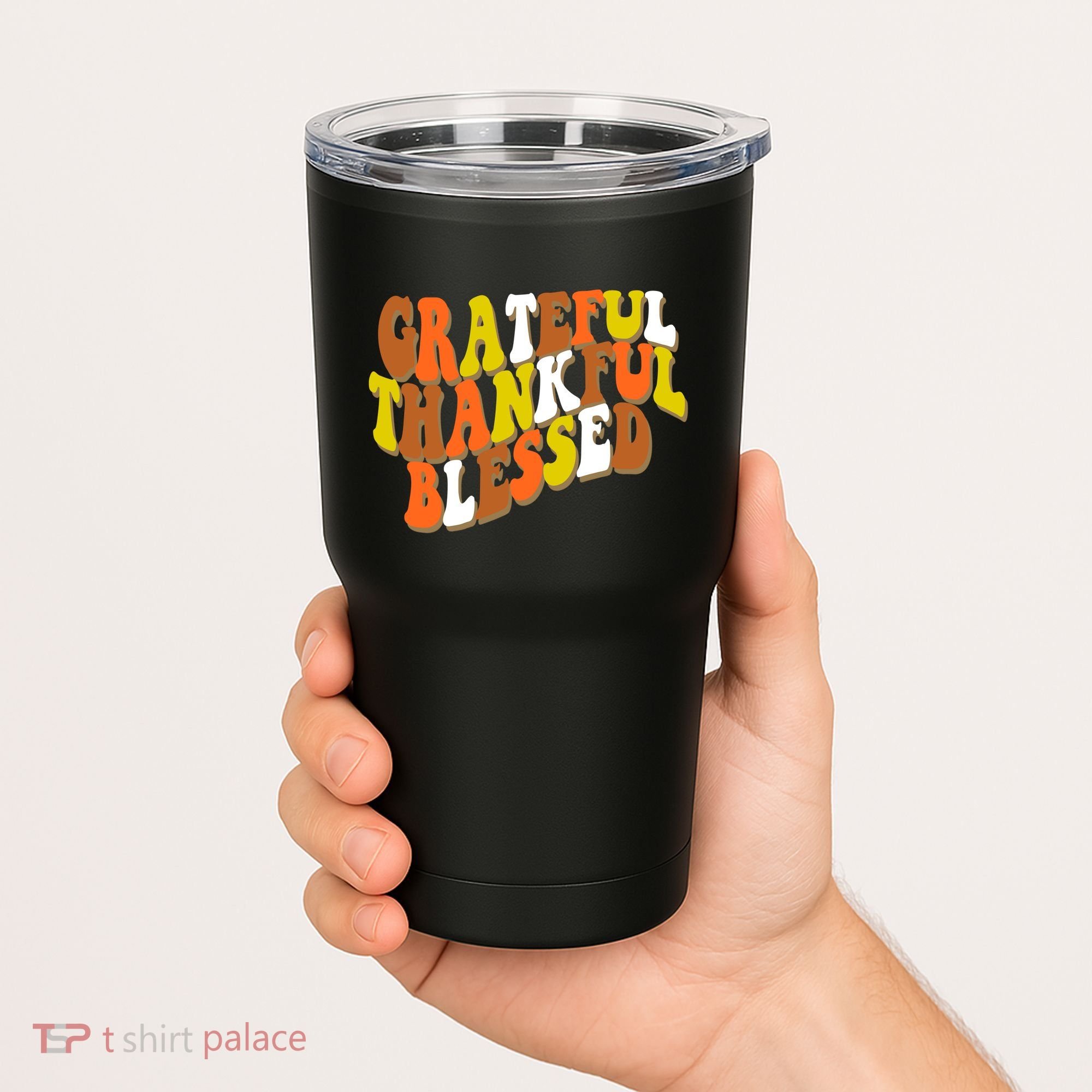 Grateful Thankful Blessed Retro Thanksgiving Tumbler