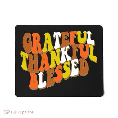 Grateful Thankful Blessed Retro Thanksgiving Mousepad