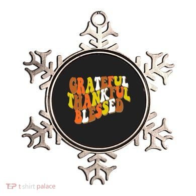 Grateful Thankful Blessed Retro Thanksgiving Ornament