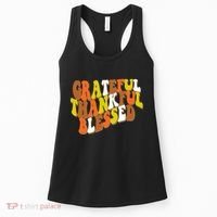 Grateful Thankful Blessed Retro Thanksgiving Women's Tank Top thumb 0